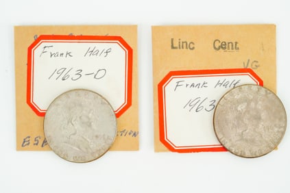Lot of (2) 1963-PD Franklin Half Dollars (90% Silver)