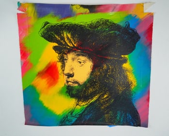 Steve Kaufman Signed Rembrandt Mixed Media Canvas