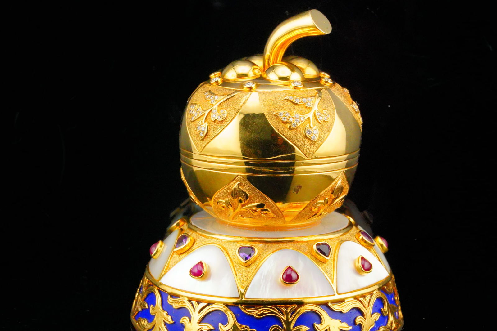 Solid 22K, Diamond and Gemstone 4.25" Decorative Objet - 3