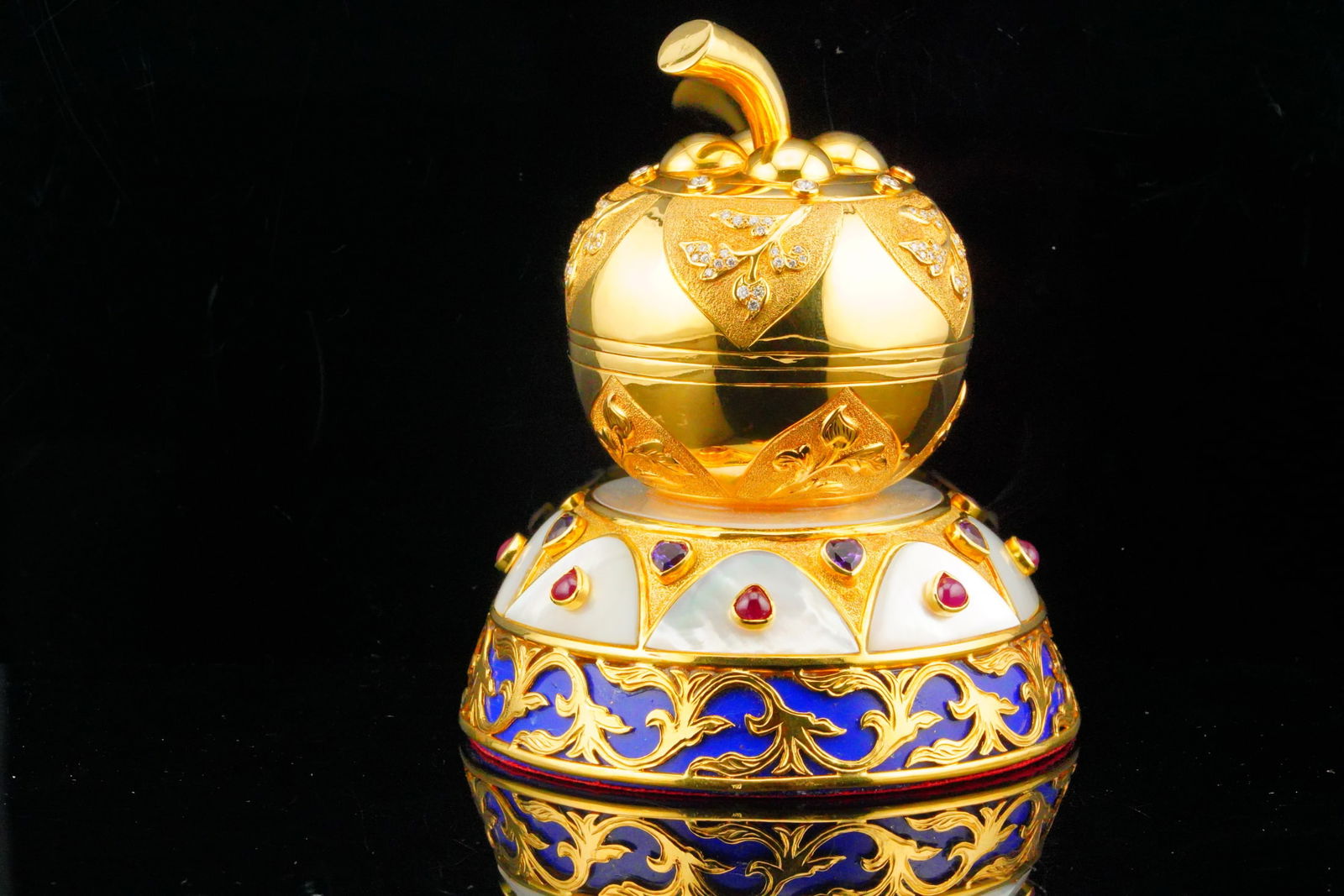 Solid 22K, Diamond and Gemstone 4.25" Decorative Objet - 4