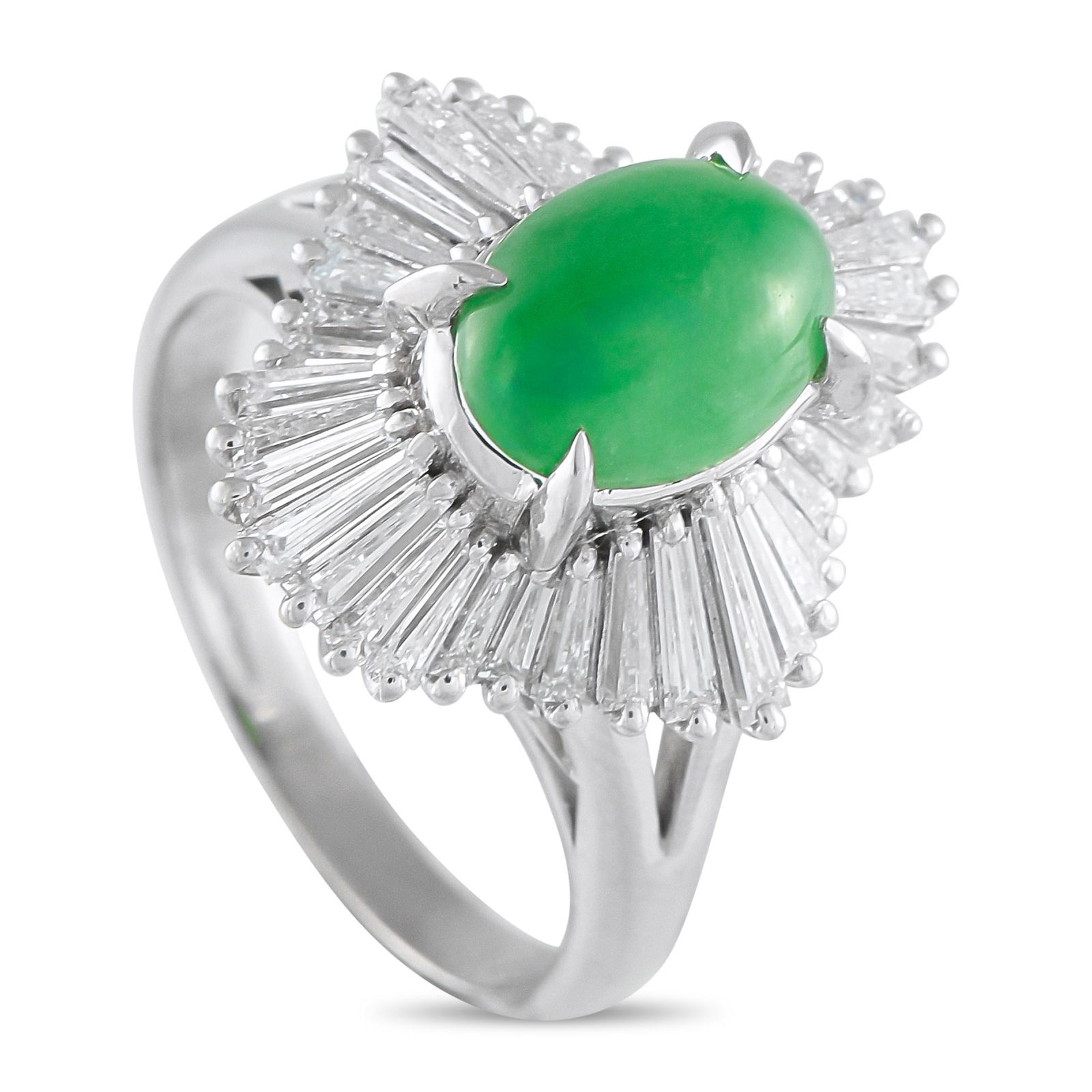 1.65ct Jade, 1.15ctw Diamond and Platinum Ring (1 of 4)