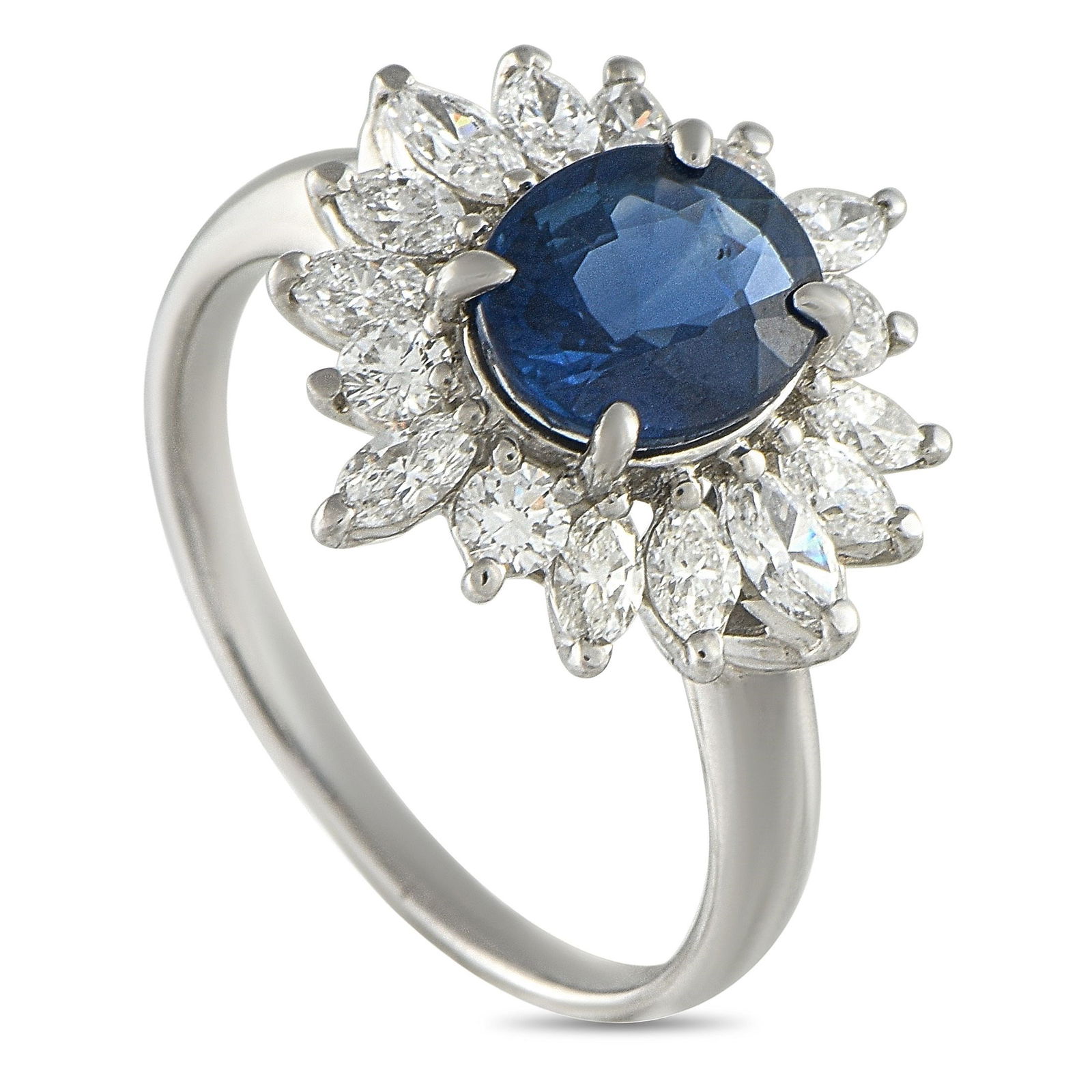 2.35ct Blue Sapphire, 1.15ctw Diamond and Platinum Ring (1 of 4)