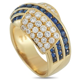 1.00ctw Blue Sapphire, 1.00ctw Diamond and 18K Ring