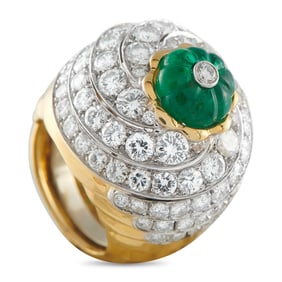 David Webb 8.00ctw Diamond, 3.76ct Emerald and 18K Ring