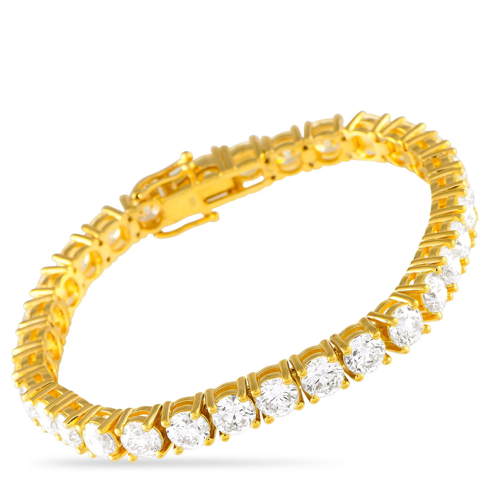 22.30ctw SI1-SI2/G-I Diamond and 18K Tennis Bracelet: 22.30ctw SI1-SI2/G-I Diamond and 18K Yellow Gold 7" Tennis Bracelet - This impressive tennis bracelet will never go out of style. Covered in a series of sparkling round-cut diamonds totaling approxima