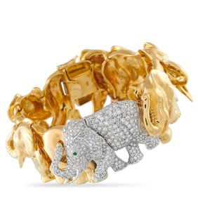 2.90ctw Diamond and 18K Sculptural Elephant Bracelet