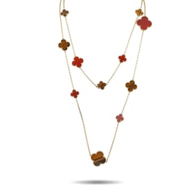 Van Cleef & Arpels 18K, Carnelian, Tiger's Eye Necklace