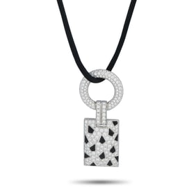 Cartier 2.78ctw Diamond, Onyx, 18K, Silk Cord Necklace