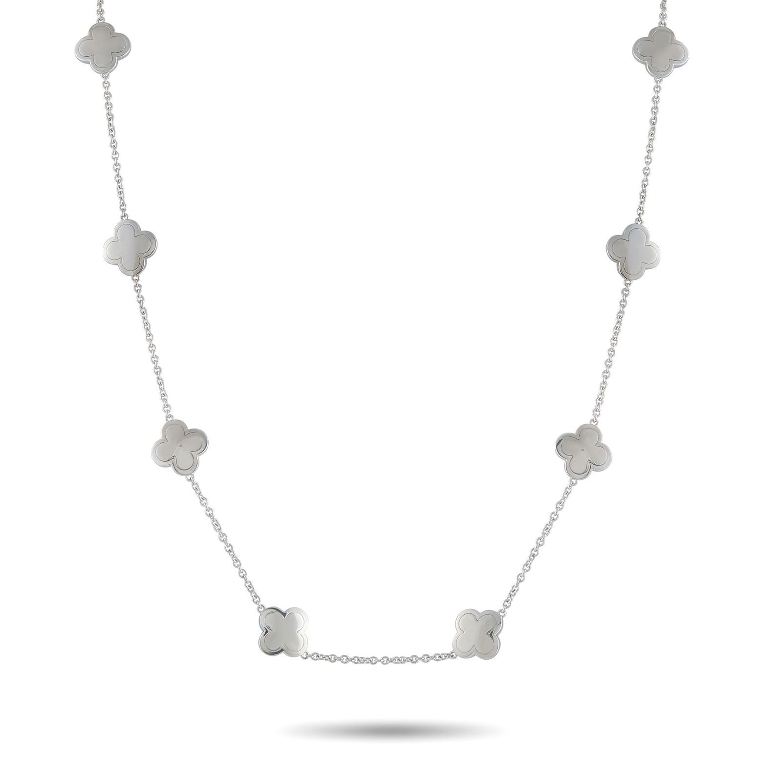 Van Cleef & Arpels Pure Alhambra 18K 14-Motif Necklace: Van Cleef & Arpels Pure Alhambra 18K White Gold 30" 14-Motif Necklace - Instantly recognizable and eternally elegant, this Van Cleef & Arpels Pure Alhambra necklace exemplifies the brand's refined art