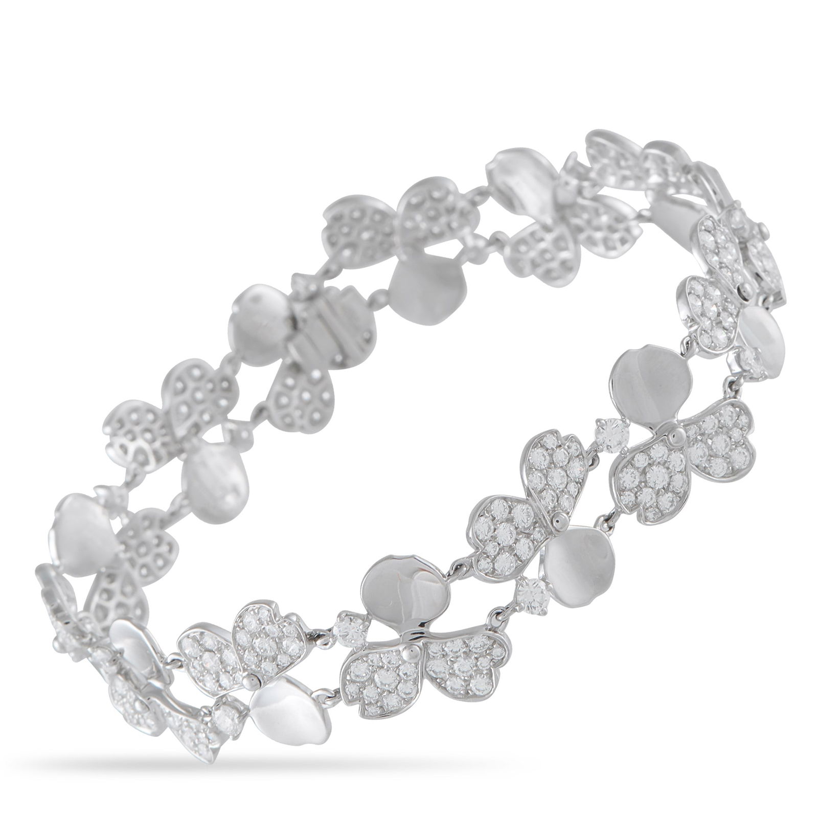 Tiffany & Co. 4.26ctw Diamond and Platinum Bracelet: Tiffany & Co. Paper Flowers 4.26ctw VVS-VS/E-F Diamond and Platinum 6.75" Bracelet W/Box - Graceful and refined, this Paper Flowers bracelet by Tiffany & Co. showcases an exquisitely delicate design i