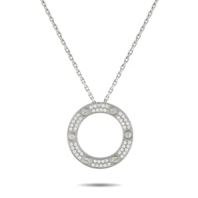 Cartier LOVE 18K White Gold and Diamond 17" Necklace