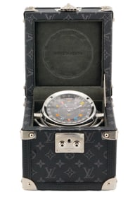 Louis Vuitton Trunk Table Clock in Monogram Eclipse