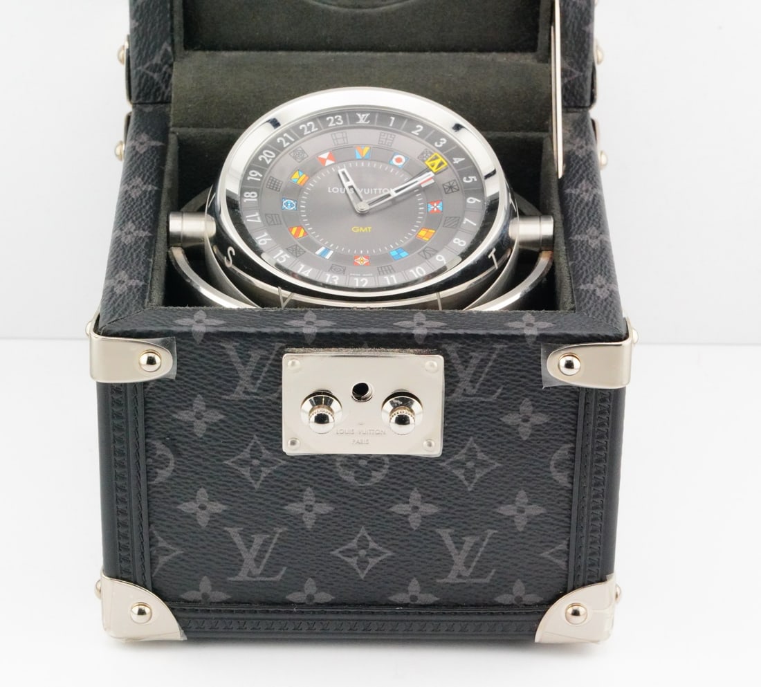 Louis Vuitton Trunk Table Clock in Monogram Eclipse - 2