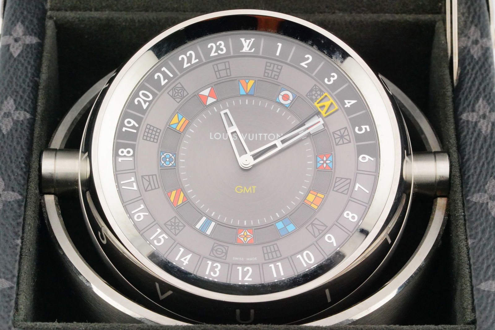 Louis Vuitton Trunk Table Clock in Monogram Eclipse - 4