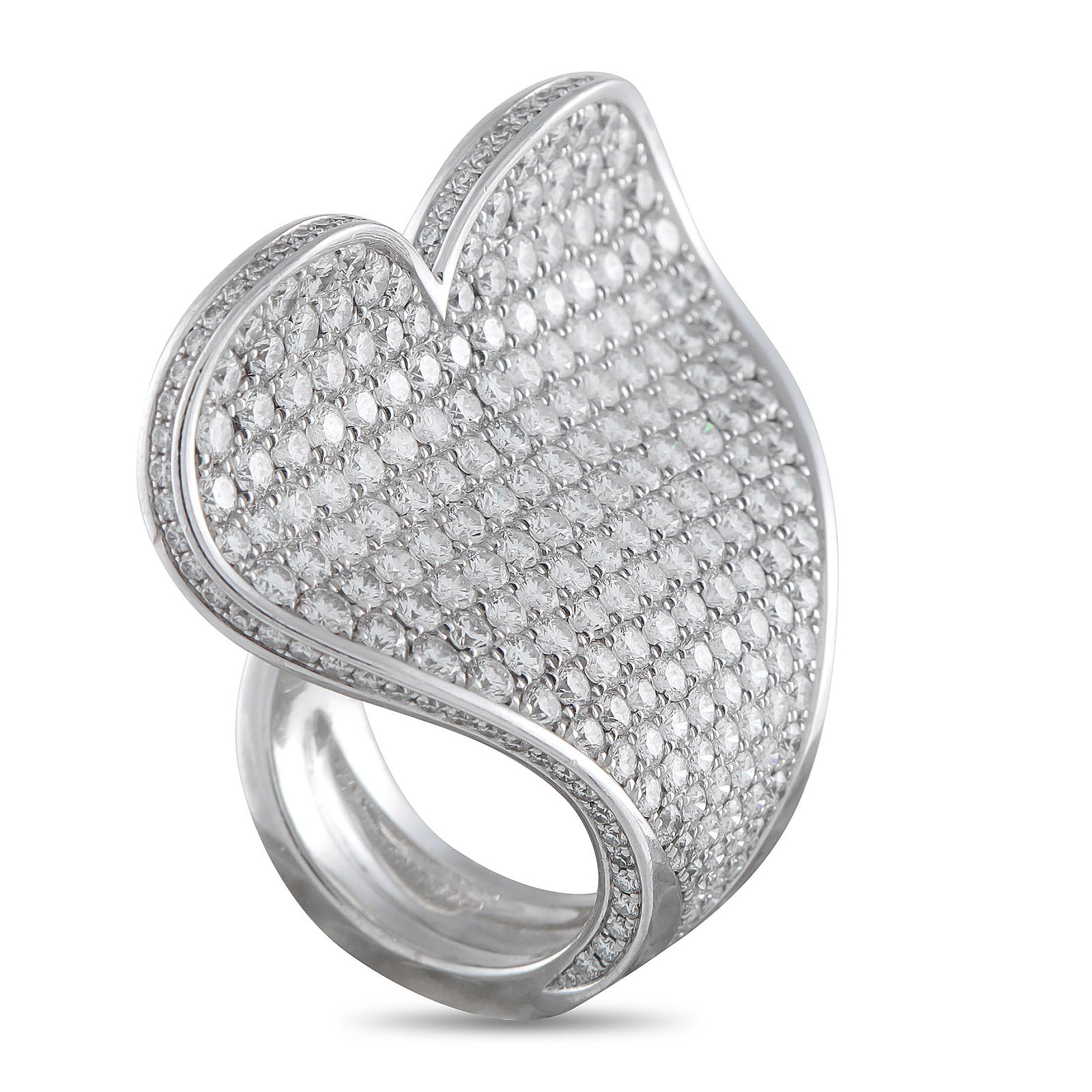 Roger Dubuis 7.50ctw VS/F-G Diamond and 18K Ring: Roger Dubuis 7.50ctw VS/F-G Diamond and 18K White Gold Heart Statement Ring - Bold in scale yet fluid in form, this striking ring by Roger Dubuis makes a powerful statement without feeling rigid.