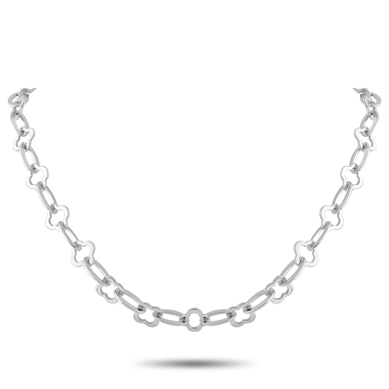Van Cleef & Arpels Byzantine Alhambra 18K Necklace: Van Cleef & Arpels Byzantine Alhambra 18K White Gold Link Necklace - A contemporary interpretation of a timeless icon, this Van Cleef & Arpels Byzantine Alhambra necklace reimagines the brand's signat