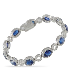 8.50ctw Blue Sapphire, 2.50ctw Diamond, 18K Bracelet