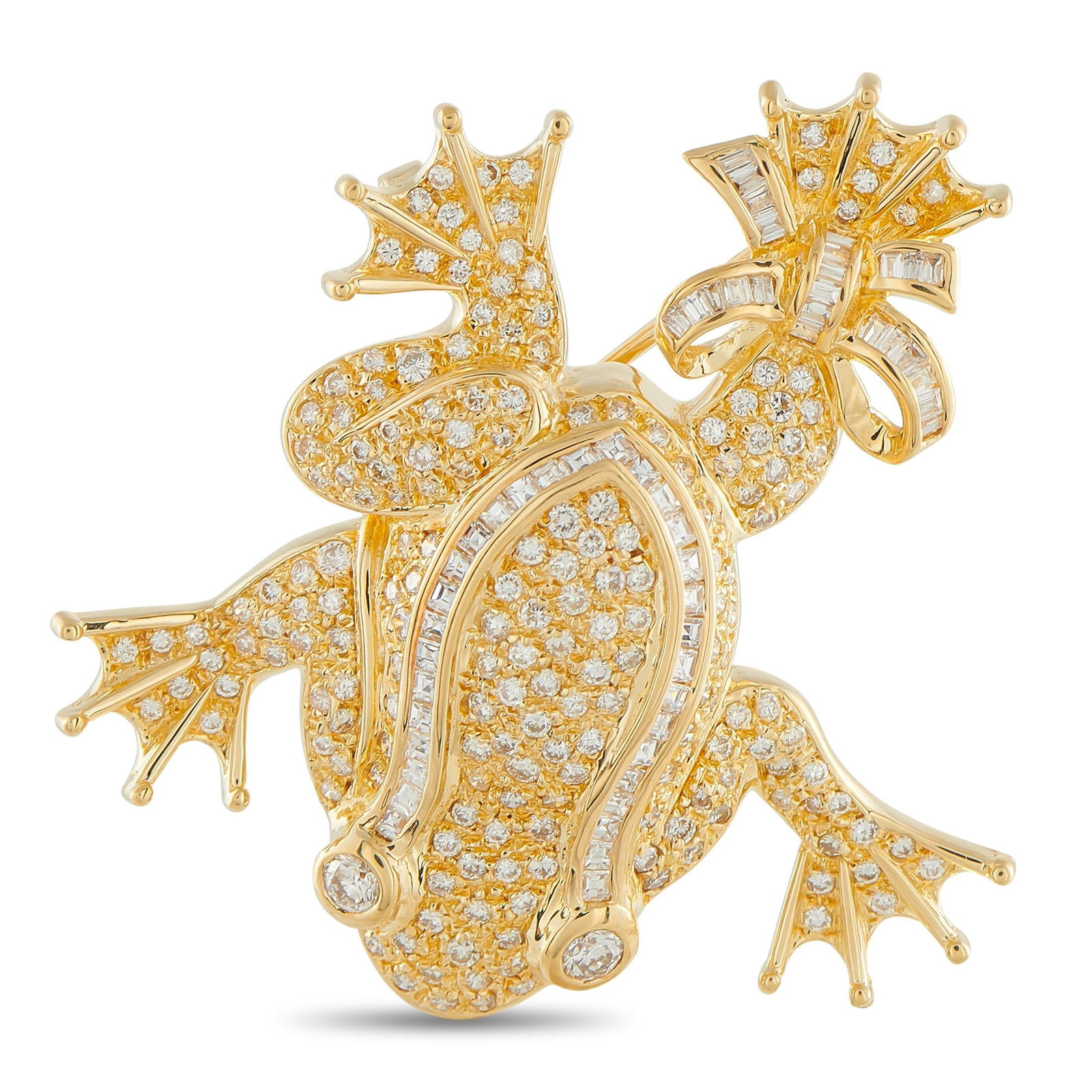 3.35ctw Diamond and 18K Yellow Gold Frog Pendant/Brooch (1 of 3)