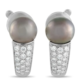 Boucheron 7mm Pearl, 0.35ctw Diamond and 18K Ear Clips