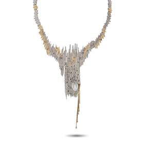 Erte Diamond, Sapphire, 14K/Sterling Silver Necklace