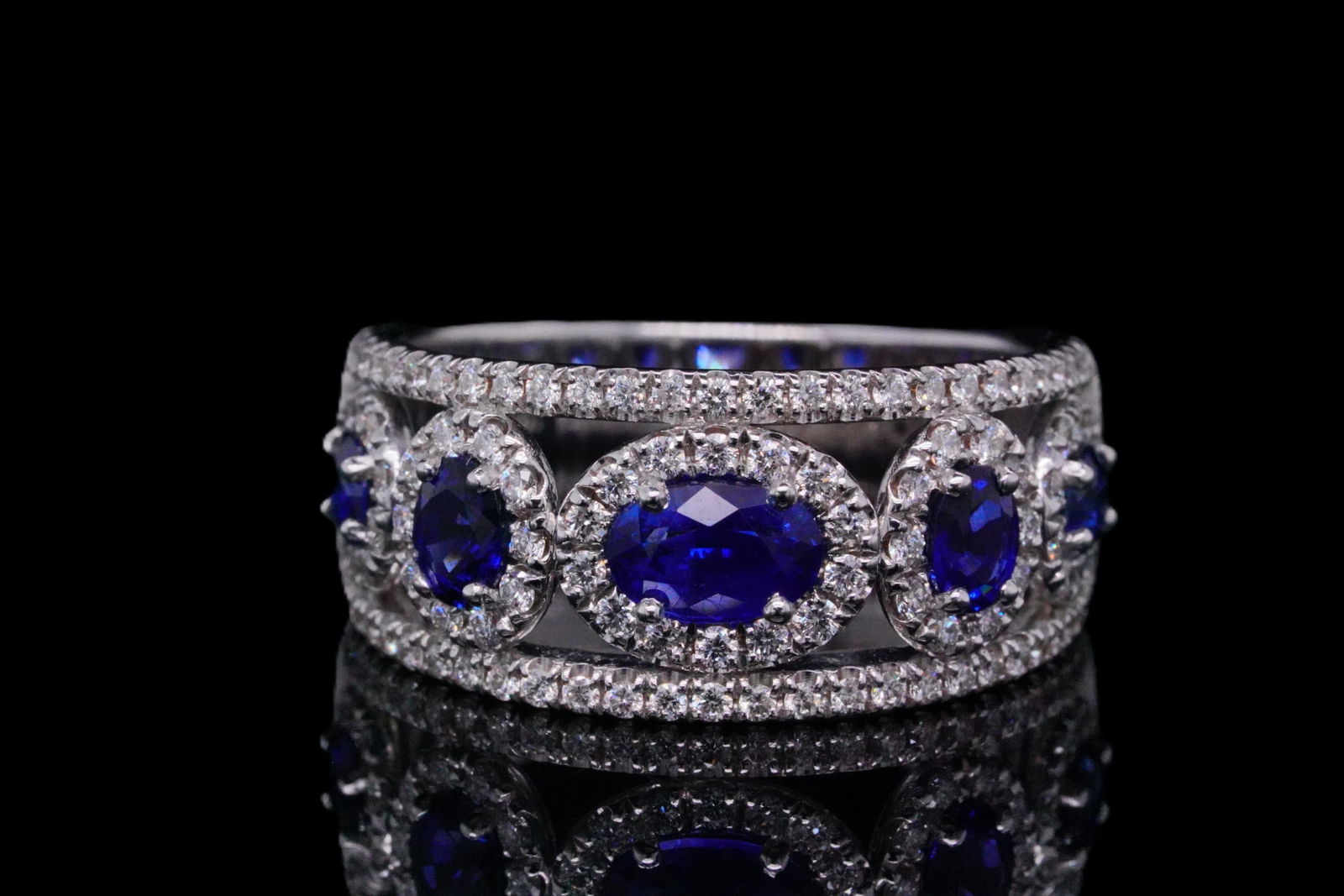 1.10ctw Blue Sapphire, 1.10ctw Diamond and 18K Ring (1 of 6)