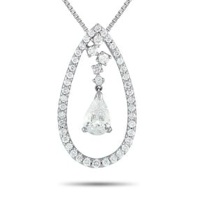 1.67ctw Diamond and Platinum Teardrop Necklace