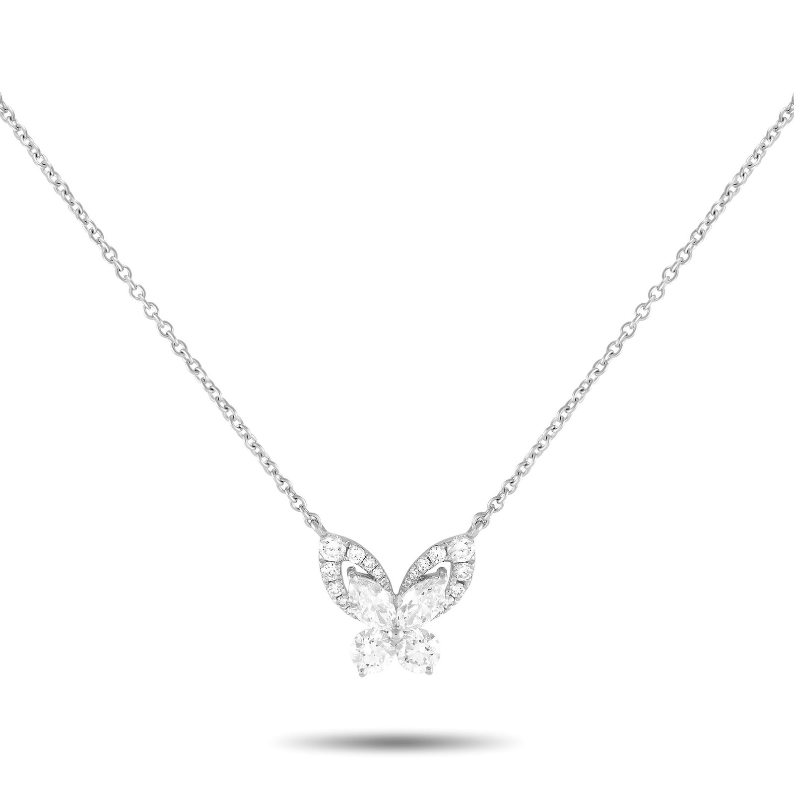 1.30ctw Diamond and 18K White Gold Butterfly Necklace (1 of 3)