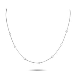 1.05ctw Diamond and 18K White Gold Station Necklace