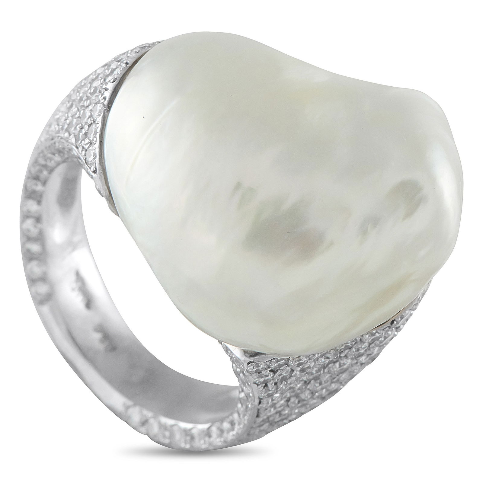 Yvel 3.20ctw Diamond, Baroque Pearl and 18K Ring (1 of 4)