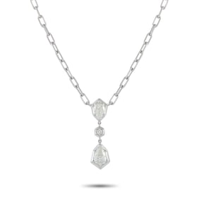 1.30ctw Diamond and 18K White Gold Geometric Necklace