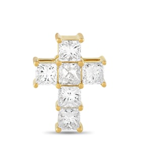 2.40ctw Diamond and 18K Yellow Gold 0.70" Cross Pendant
