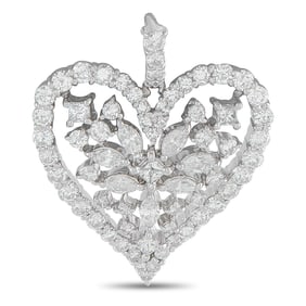 3.80ctw Diamond and Platinum Heart Pendant