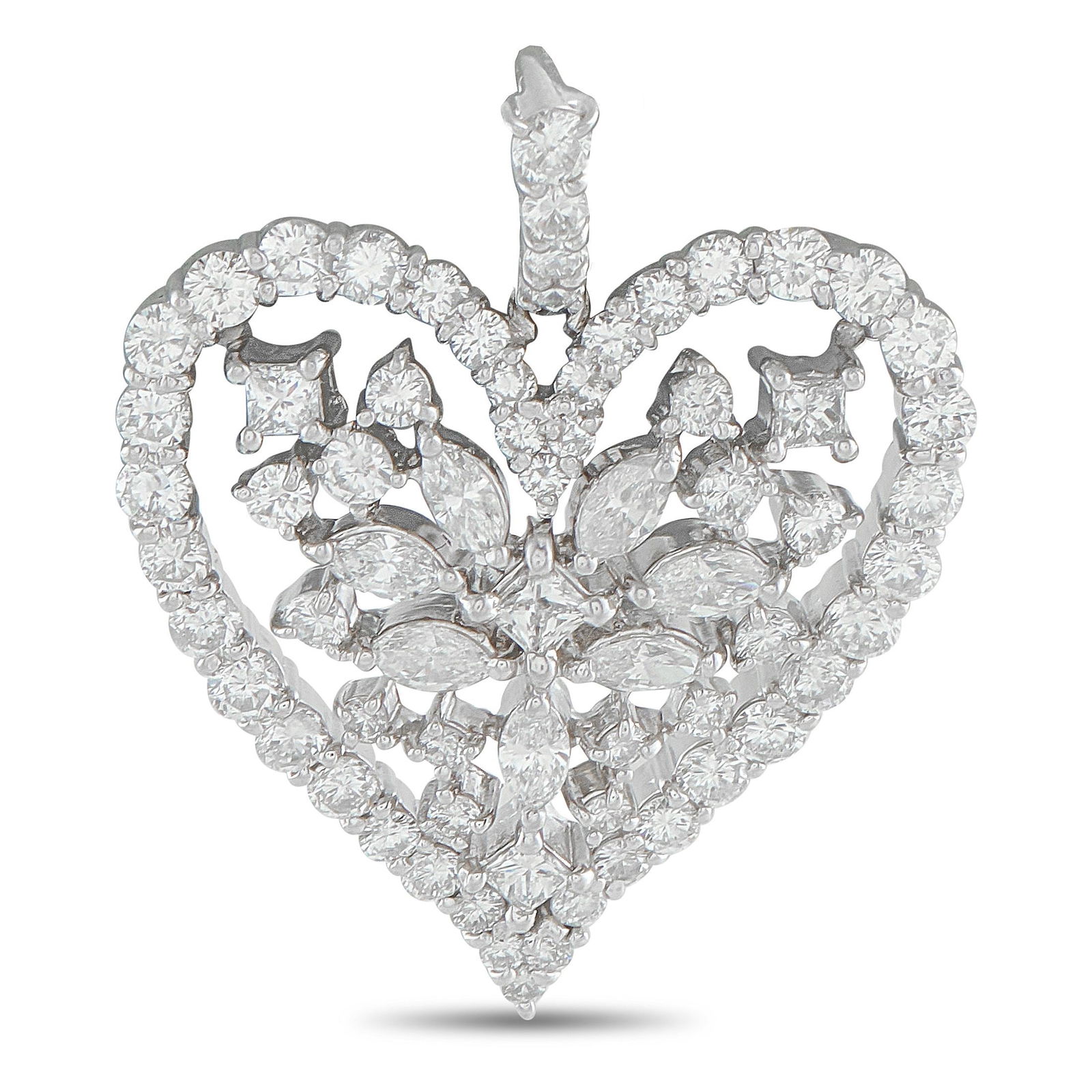 3.80ctw Diamond and Platinum Heart Pendant (1 of 3)