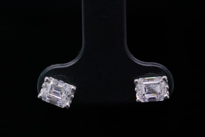 1.00ctw SI1-SI2/G-H Emerald Cut Diamond and 14K Earrings