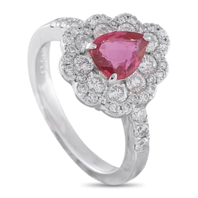 1.00ct Ruby, 0.90ctw Diamond and Platinum Ring