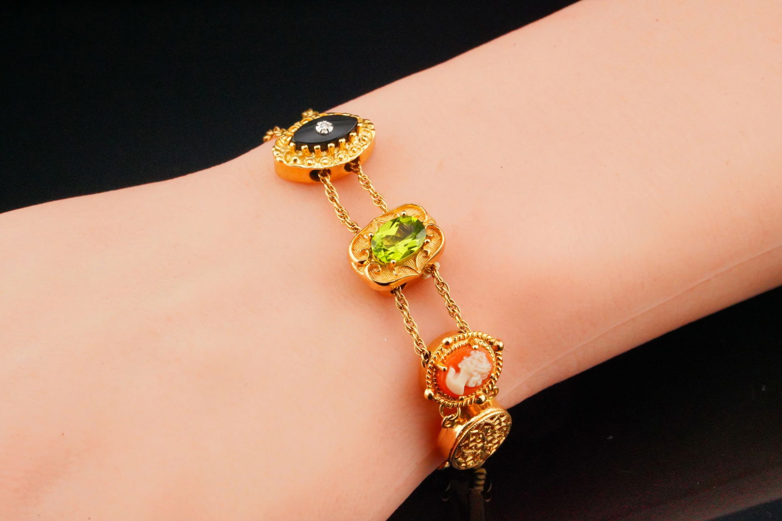 Vintage 5.90ctw Multi-Gemstone and 14K Slider Bracelet (1 of 11)
