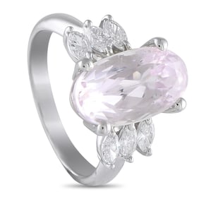 6.00ct Kunzite, 0.50ctw Diamond and Platinum Ring