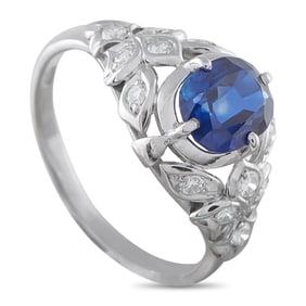 1.95ct Sapphire, 0.30ctw Diamond and Platinum Ring