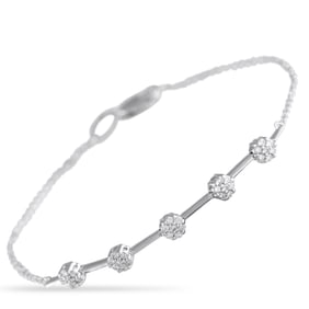 14K White Gold and 0.25ctw Diamond 7" Bracelet
