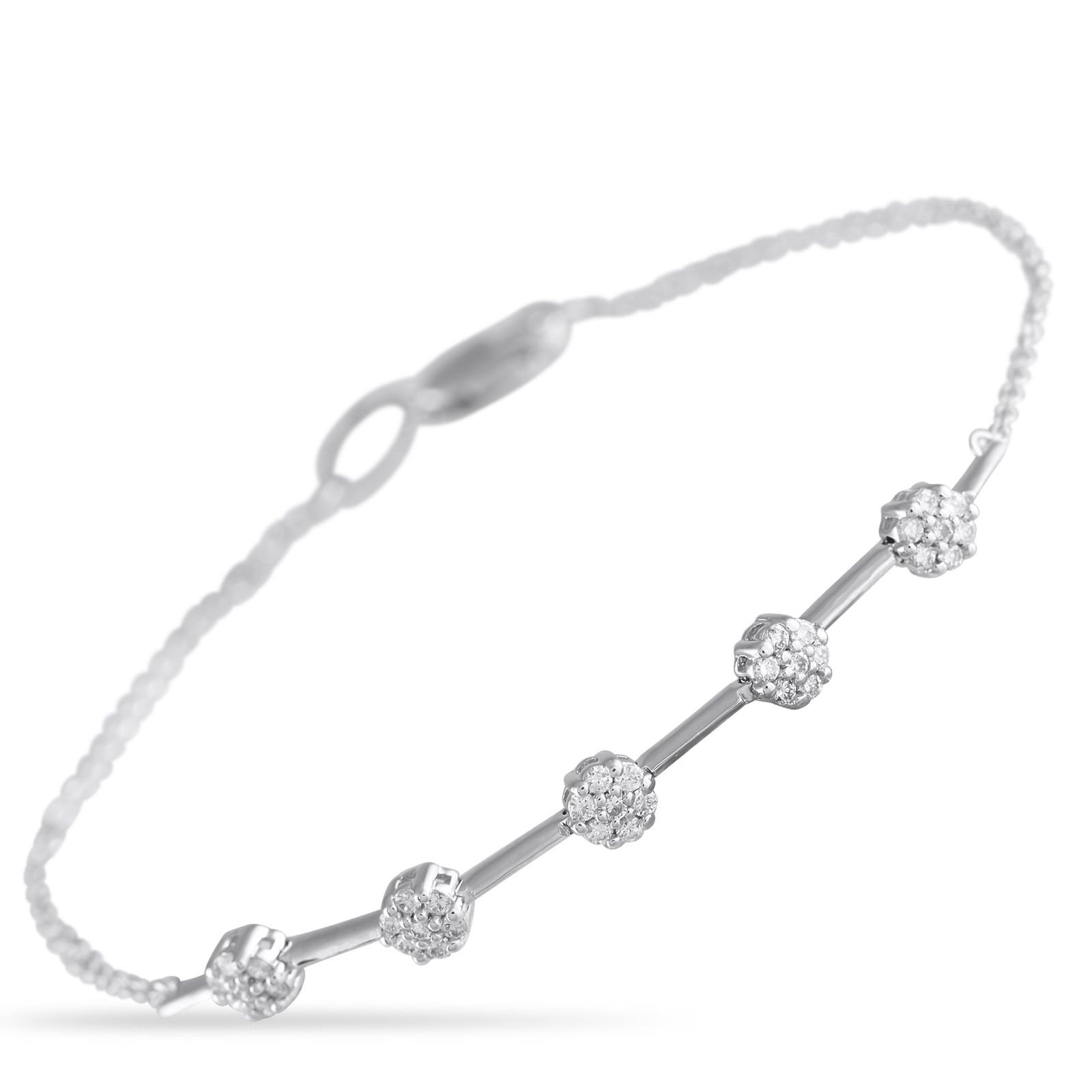 14K White Gold and 0.25ctw Diamond 7" Bracelet: 14K White Gold and 0.25ctw Diamond 7" Bracelet - Delicate yet refined, this beautifully crafted bracelet balances charm with understated sophistication. At the center of the 7" chain, a graceful