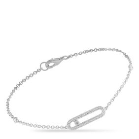14K White Gold and 0.30ctw Diamond 7" Bracelet