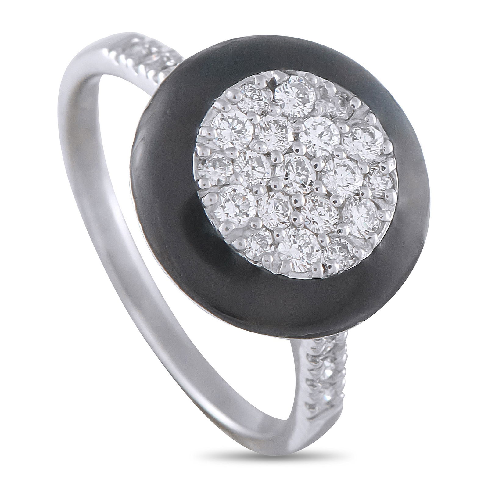 Platinum, 0.45ctw Diamond and Black Enamel Ring (1 of 4)