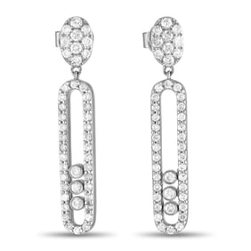 1.00ctw Diamond and 14K White Gold 1.25" Earrings