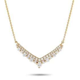 14K Yellow Gold and 0.50ctw Diamond V-Shaped Necklace