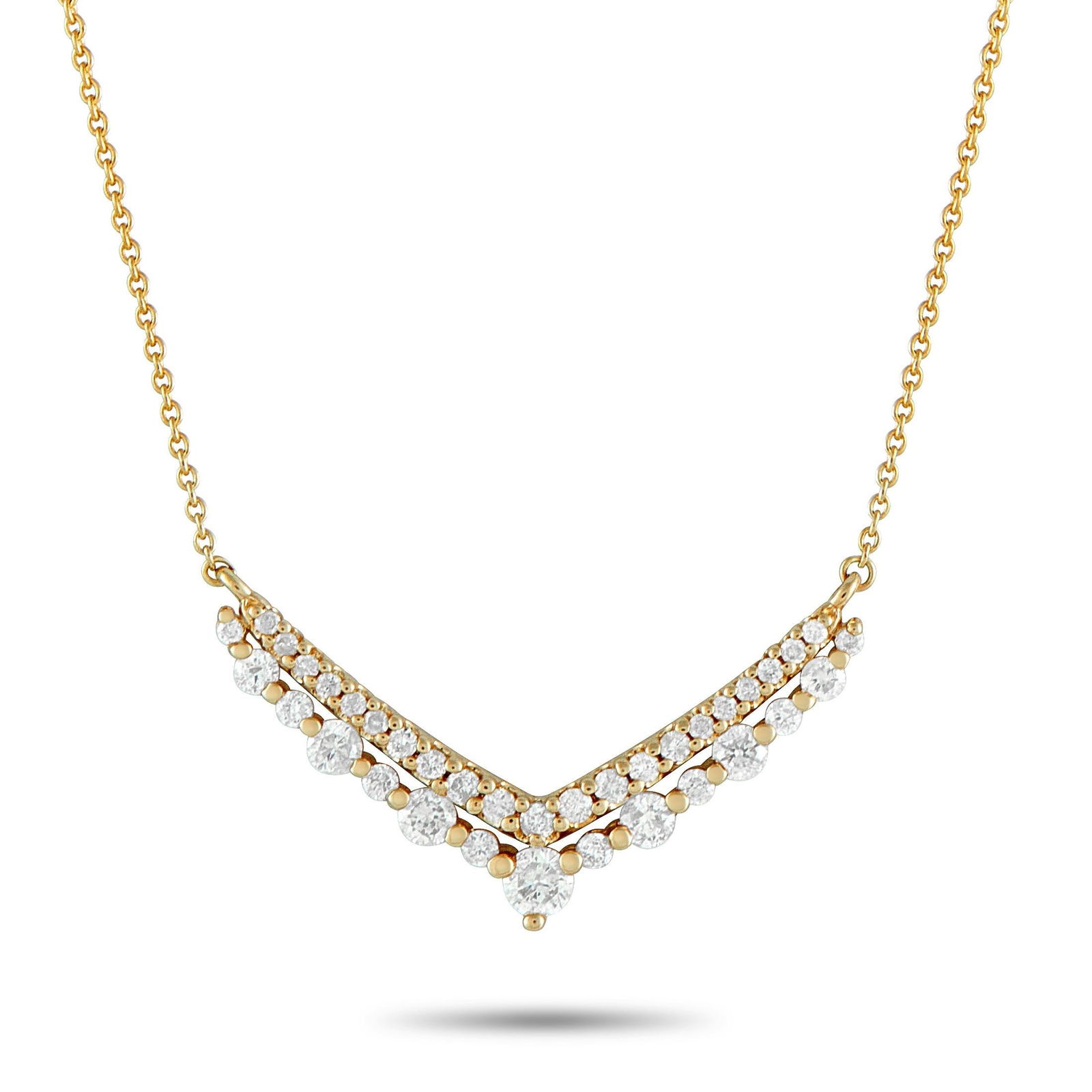 14K Yellow Gold and 0.50ctw Diamond V-Shaped Necklace (1 of 3)