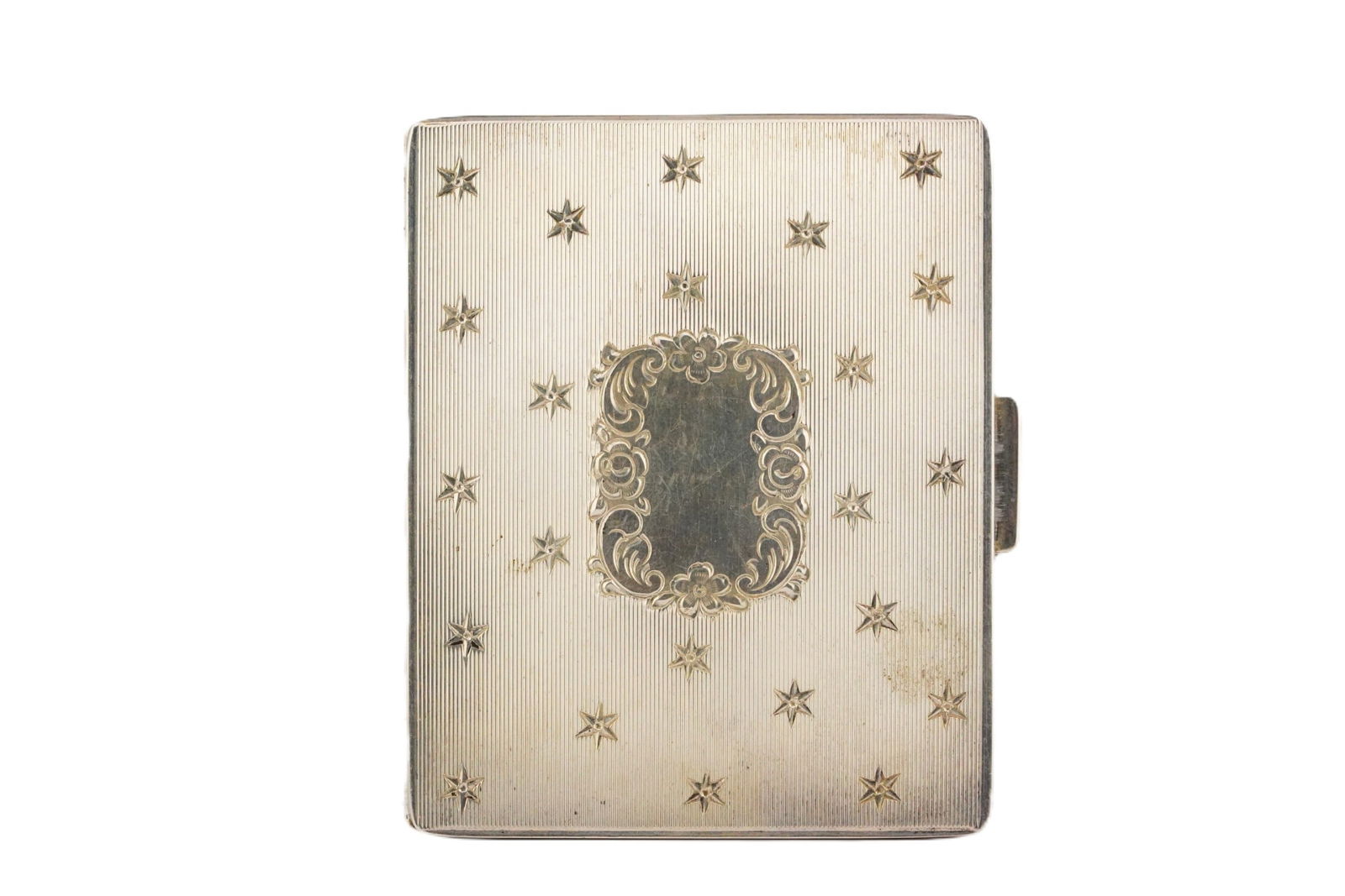 Vintage Solid Sterling Silver 3" Cigarette Case: Vintage Solid Sterling Silver 3" Cigarette Case - This vintage solid sterling silver cigarette case features a classic rectangular form accented by finely executed engine-turned linework. The exterior