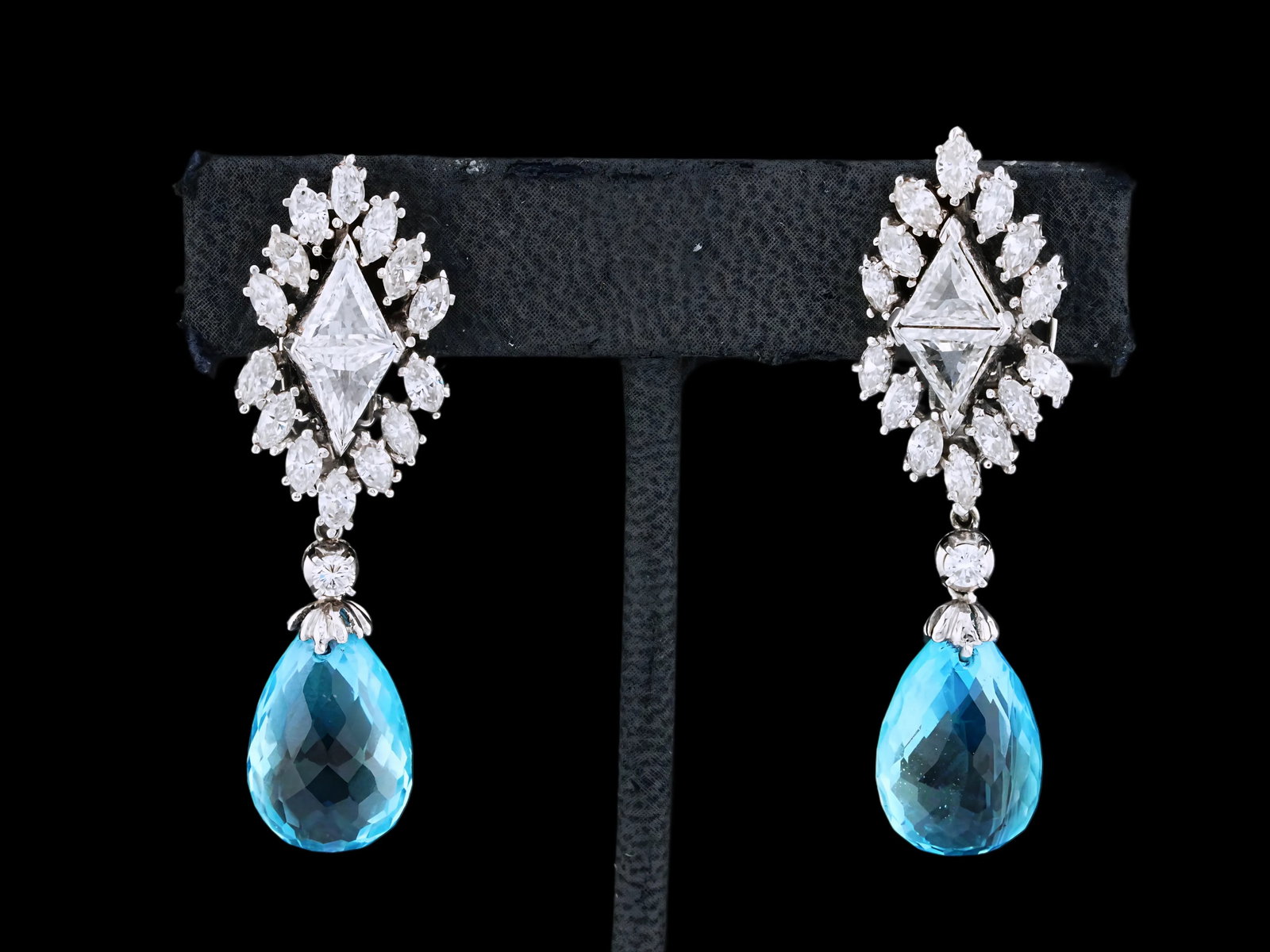 20.55ctw Aquamarine, 7.30ctw Diamond and 14K Earrings (1 of 5)