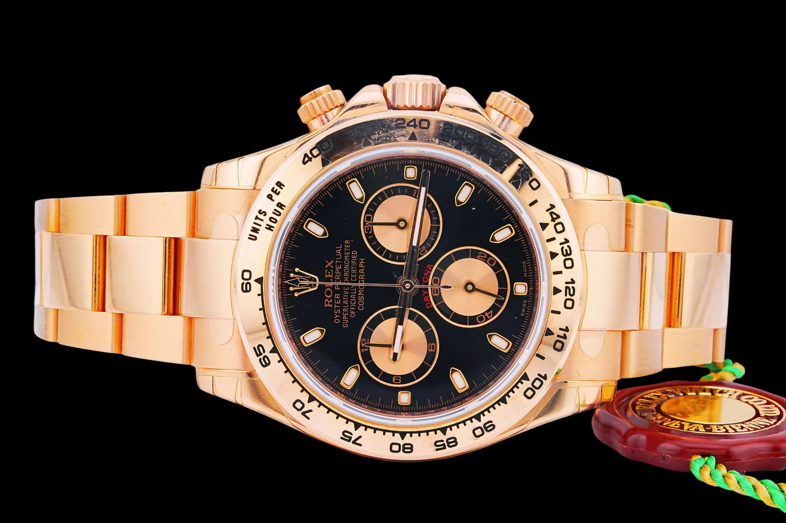Rolex Daytona 40mm 18K Everose Gold Watch W/Card: Rolex Cosmograph Daytona 40mm Solid 18K Everose Gold Watch W/Box and Card (Ref. 116505) - This magnificent timepiece was crafted by the artisans at the world renowned luxury watch maker Rolex. This is