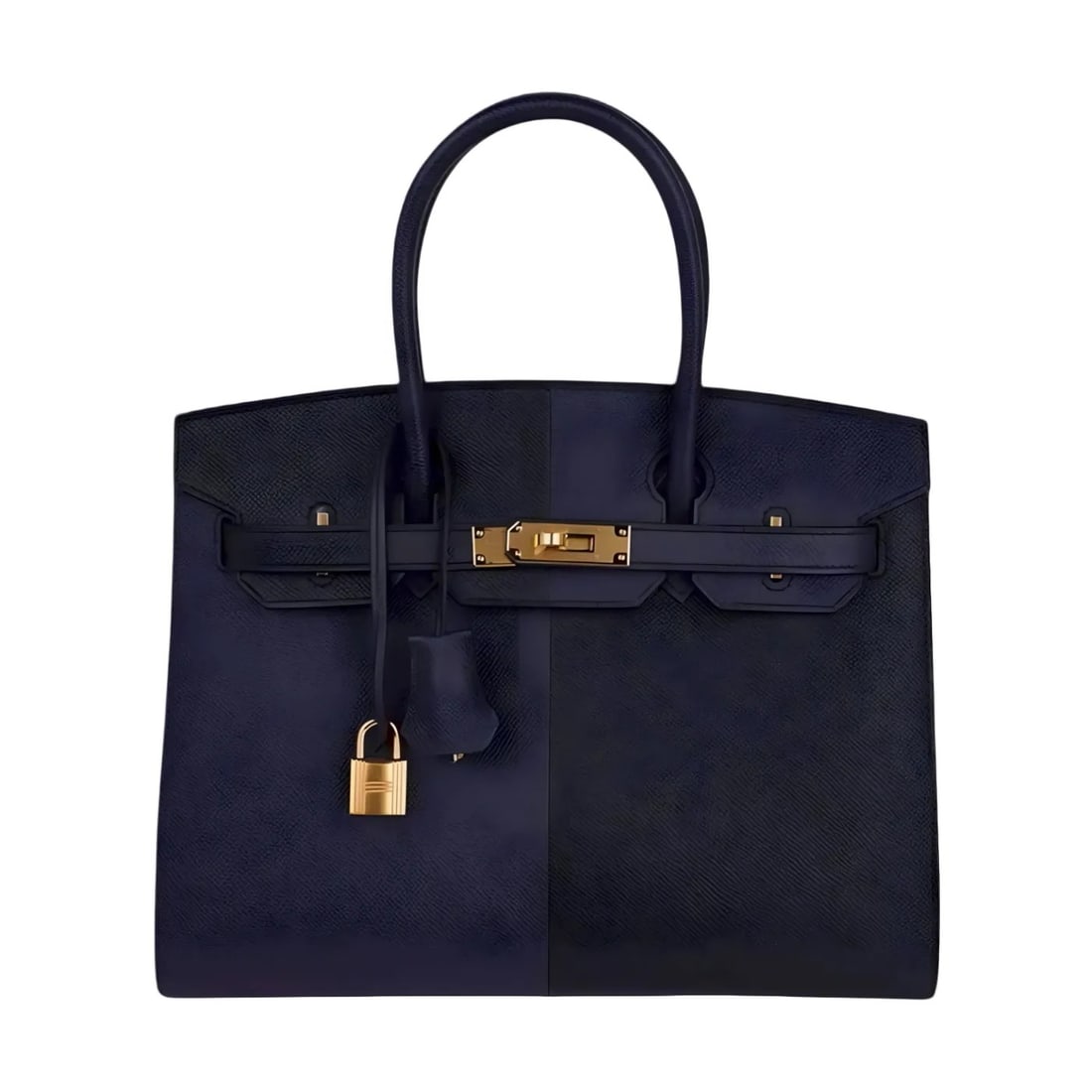 Hermes Birkin 30 Casaque Sellier Tri-Color Gold HW Bag: Hermes Birkin 30 Casaque Sellier Tri-Color Gold HW Bag - Guaranteed Authentic - The Hermes Birkin 30 Casaque Sellier Tri-Color is a limited edition in Black and Blue Indigo Epsom leather with a vivid