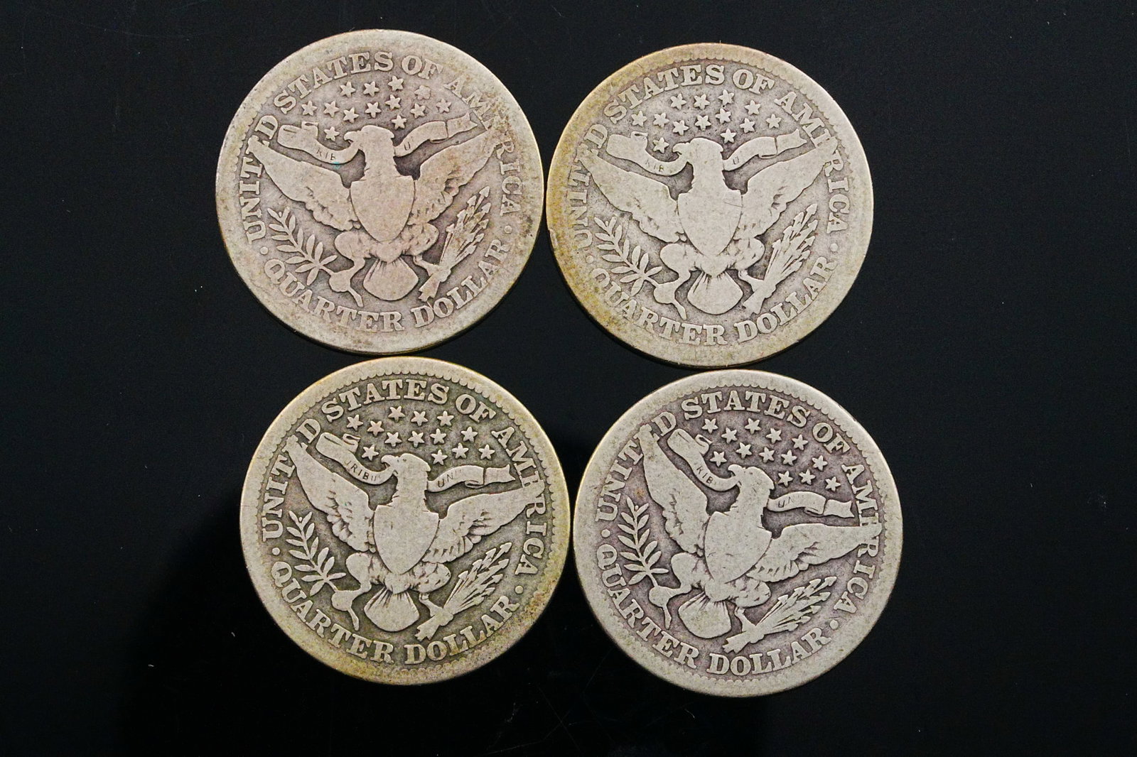 (4) 1914 Barber Head Quarters Solid 90% Silver - 2